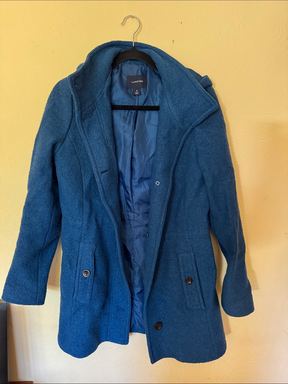 Lands End wool hooded coat